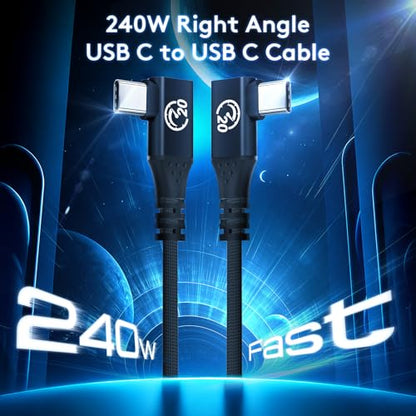 Right Angle USB C 3.2 Gen 2x2 Cable 6.6FT 2Pack, Flexible Double 90 Degree - size: 6.6ft+6.6ft