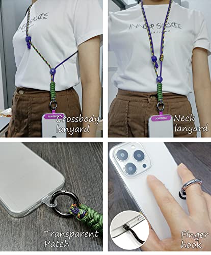Phone Lanyard Crossbody, Anti Theft Phone Strap Adjustable Neck - color: Flower Purple