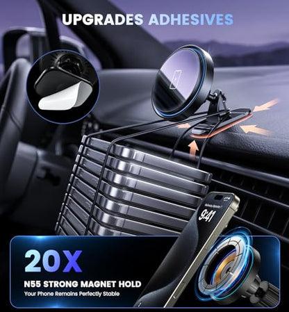3 in 1 Magnetic Car Charger Mount 15W for iPhone 18-12 Pro Max - color: Black2