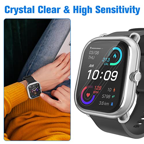 Fintie 3 Packs Case Compatible with Amazfit Bip U Pro/S/Lite/1S/GTS 2 Mini - color: Black+Clear+Silver