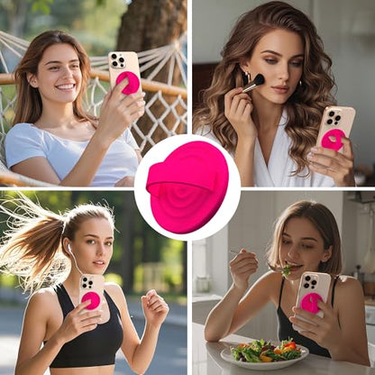 Magnetic Phone Grip for MagSafe, Silicone Ring Grip, Neon Pink - color: Neon Pink