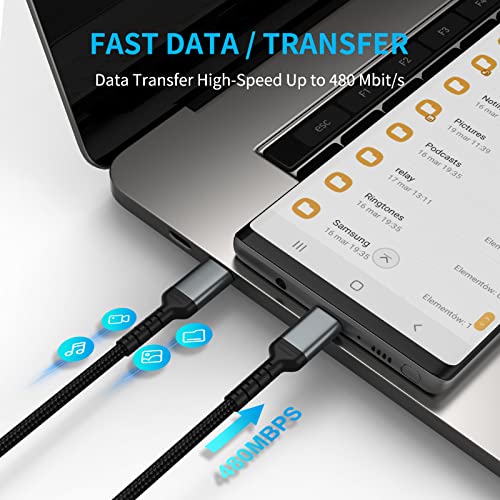 3ft USB C to C Cable 2 Pack, USB 2.0 Braided USB C to USB C Cable Fast Charging Compatible with Apple iPhone 15 iPad mini/Air Samsung Galaxy S23 Ultra Google Pixel 7, USBC Cable 1m - color: Black, size: 3.3 Feet