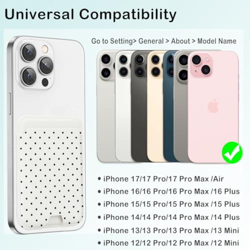 for MagSafe Wallet,Magnetic Card Holder for Phone Case - color: White Polka Dots