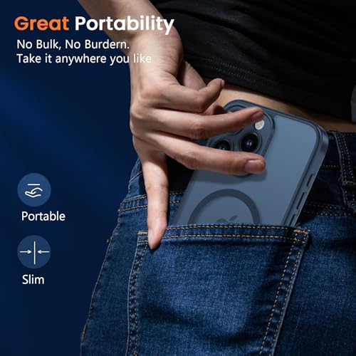 Magnetic Case for iPhone 13 Pro 6.1-Inch, [Compatible with Magsafe][Full Camera Protection] Ultra Slim Translucent Matte Shockproof Protection Phone Cover-Dark Blue - color: Dark Blue, size: iPhone 13 Pro