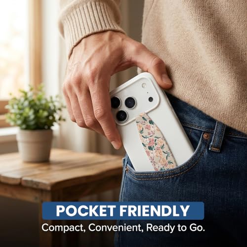 Switchbands Phone Grip Strap – Reversible Soft Elastic Finger Holder for Back of Phone, Anti-Drop Hand Strap, Arthritis Friendly, Wireless Charging Compatible Universal Fit – Dahlia Floral