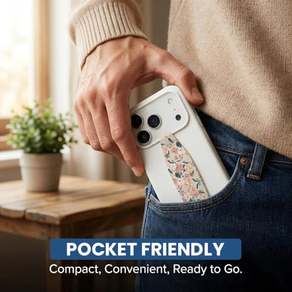 Switchbands Phone Grip Strap – Reversible Soft Elastic Finger Holder for Back of Phone, Anti-Drop Hand Strap, Arthritis Friendly, Wireless Charging Compatible Universal Fit – Dahlia Floral