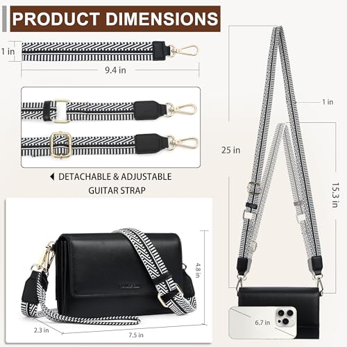 Small Crossbody Bags for Women RFID Vegan Leather Wristlet Phone Mini Purse Shoulder Handbag Wallet Travel Purse - color: Black