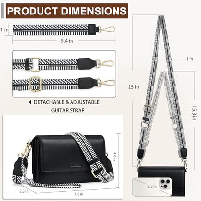 Small Crossbody Bags for Women RFID Vegan Leather Wristlet Phone Mini Purse Shoulder Handbag Wallet Travel Purse - color: Black