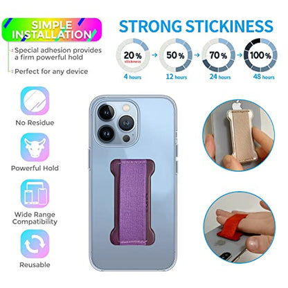 Phone Grip Strap Holder for Hand, Universal Finger Strap Phone Holder, Finger Selfie Grip Compatible with Most Smartphones (Black Darkpurple) - 2Pack - color: Black Dark Purple