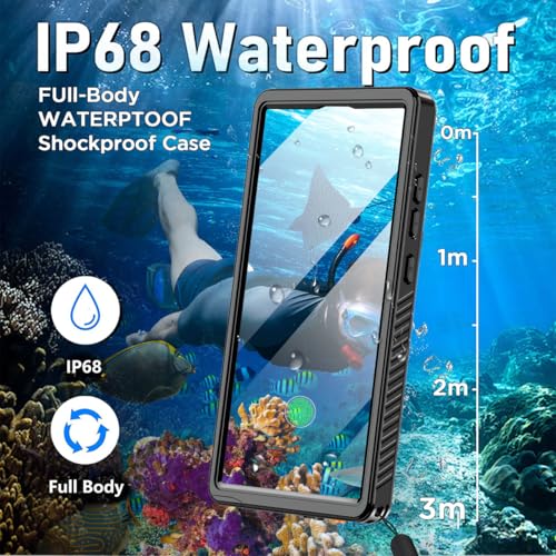 AICase for Samsung Galaxy S25 Ultra Case Waterproof, Clear Water Proof Shockproof Snowproof Dustproof Full Body Rugged Transparent Underwater Phone Case for Galaxy S25 Ultra Built-in Screen Protector - size: Galaxy S25 Ultra
