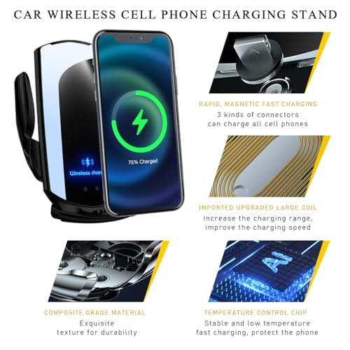 Ohleats Wireless Car Charger Mount, 15W Automotive Electric Wireless Charger Holder, Car Air Vent Mount Bracket Fast Charging for Most Smartphone, Universal Car Accessories (Black) - color: Black