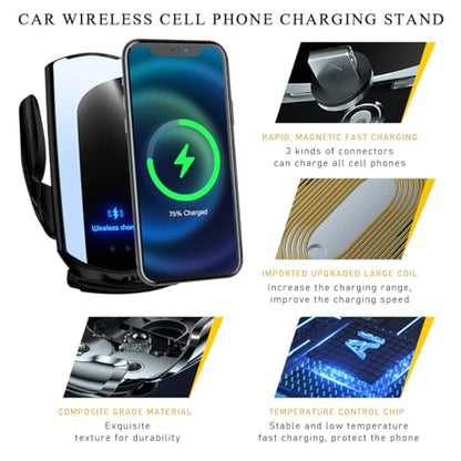 Ohleats Wireless Car Charger Mount, 15W Automotive Electric Wireless Charger Holder, Car Air Vent Mount Bracket Fast Charging for Most Smartphone, Universal Car Accessories (Black) - color: Black