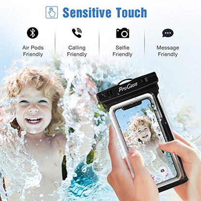 ProCase 2 Pack Waterproof Phone Pouch, Underwater Phone Case Up to 7", Dry Bag for iPhone 17 Air 16 15 14 13 Pro Plus Max, Galaxy S24 S23 S22 Ultra Pixel, Beach Essentials -Blue & Black - color: Blue/Black