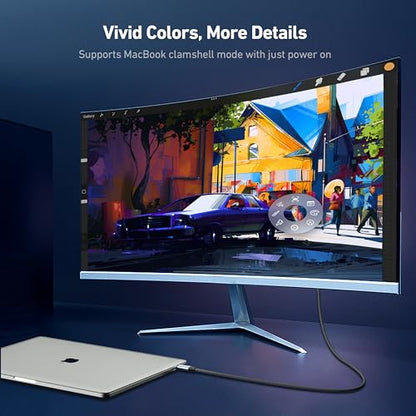 BENFEI USB C to HDMI 2.1 Cable (8K@60Hz, 4K@240Hz, 6ft, Aluminum Shell, Nylon Braided) Compatible with iPhone 15/16 Pro/Max, MacBook Pro/Air 2023, iPad Pro, Surface Book 2 More - size: 6 Feet, style: 8K@60Hz