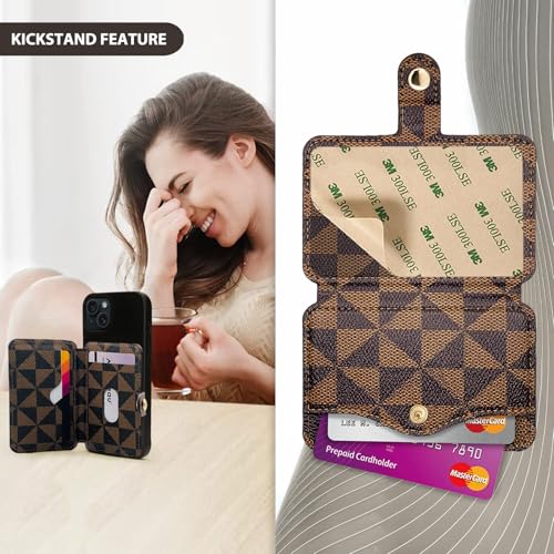 M-Plateau Card Holder for Back of Phone With Adhesive Sticker - color: Brown and Black