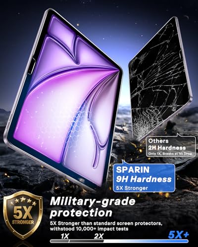 SPARIN 2 Pack Screen Protector for iPad Air 13 inch M4 M3 M2 | Tempered Glass for iPad Air 8th/7th/6th Generation with Easy Application Tray, Case Friendly, Anti-Scratches, High Definition - size: iPad Air 13" 2025/2024