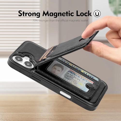 SkyEagle for iPhone 16 Plus Wallet Case with Card Holder,Black - color: Black, size: iPhone 16 Plus - 6.7"