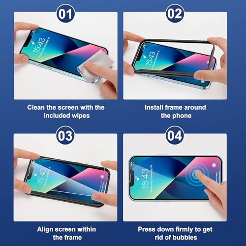 ImpactStrong 3-Pack Shatterproof Tempered Glass Screen Protector for iPhone 13 Mini [Easy Installation Frame] [Bubble Free] [9H Hardness] [Full Coverage] Case Friendly, 5.4 Inch - size: iPhone 13 Mini