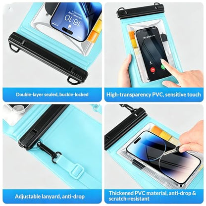 Waterproof Phone Pouch Bag, Clear Touch Screen Window, Crossbody Strap, for Beach Swimming (Blue) - color: Blue