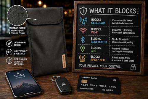 Basic Faraday Signal Blocking Pouch for Cell Phone Privacy and Anti-Tracking Protective Case (Eclipes Black) - color: Eclipes Black