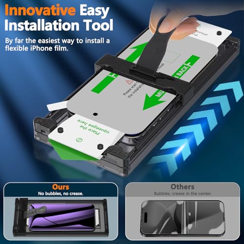 2 Pack for iPhone 16 Pro Max Privacy Screen Protector Film (NOT Glass), Anti Blue Light Flexible PET Film Screen Protector for iPhone 16 Pro Max with [Easy Installation Tray] - Purple - size: iPhone 16 Pro Max