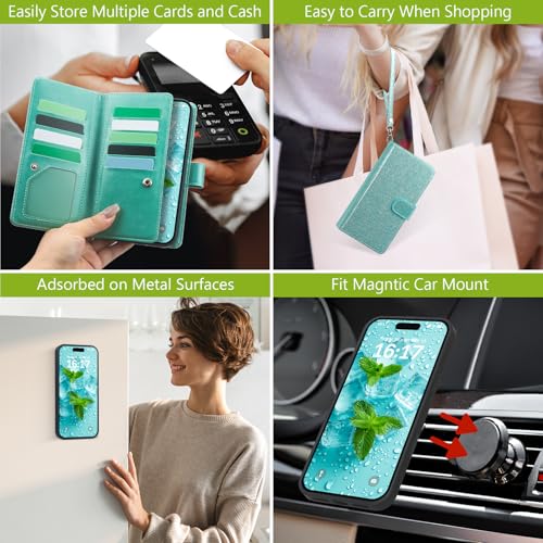 Varikke for iPhone 13 Pro Max Case Wallet Magnetic Detachable, Mint Green - color: (Standard) Mint, size: iPhone 13 Pro Max 6.7"