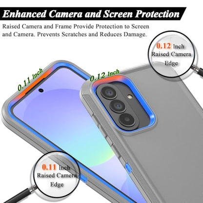 Compatible with Samsung Galaxy A37 Case, with Belt Clip Holster Heavy Duty Rugged Shockproof Full Body Protection Kickstand Cover for Samsung Galaxy A37 Phone (Grey+Blue) - color: Grey+Blue