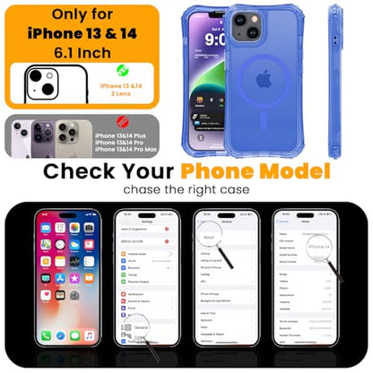 WRJ Magnetic Matte for iPhone 13 Case,iPhone 14 Case,[Compatible with MagSafe][Military Grade Drop Protection] Translucent Anti-Fingerprint Full Body Shockproof Phone Case-Ultramarine - color: Ultramarine, style: Matte