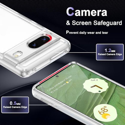 Case for Google Pixel 7, Military Grade Drop Protection Phone Case, Yellowing Resistant, Anti-Scratch Hard PC Back, Shockproof Hard Ultra-Thin Protective Cover, Clear - size: Google Pixel 7