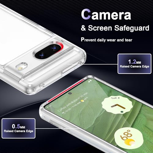 Case for Google Pixel 7, Military Grade Drop Protection Phone Case, Yellowing Resistant, Anti-Scratch Hard PC Back, Shockproof Hard Ultra-Thin Protective Cover, Clear - size: Google Pixel 7