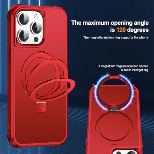 SKYLMW Compatible with iPhone 15 Pro Case with Stand,Red | iPhone 15 Pro Phone Case 6.1",Magnetic Ring Stand,Compatible with MagSafe,Military-Grade Protection,Great Grip Feeling - color: Red, size: Iphone 15 Pro