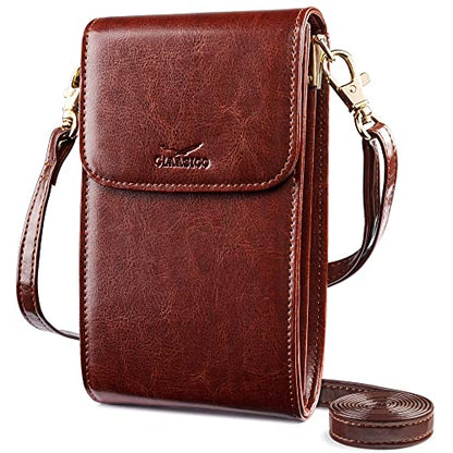 Classico Small Crossbody Phone Purse for Women - Crossbody Bag Wallet for Phone, Cards, Accessories - color: Coffee