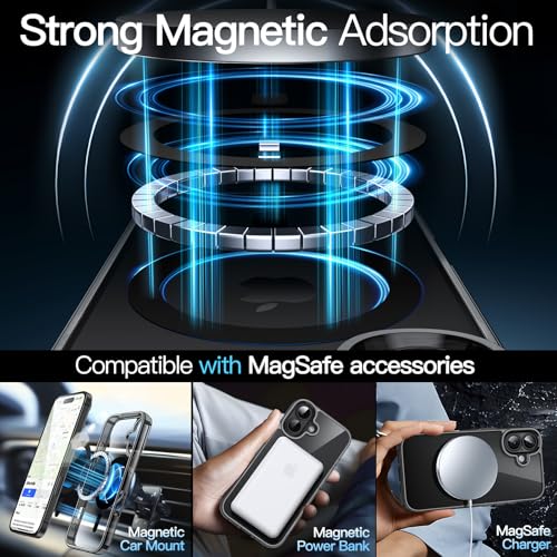 JETech Magnetic Case for iPhone 16 Plus 6.7-Inch Compatible with MagSafe, Shockproof Phone Bumper Cover, Anti-Scratch Clear Back (Black) - color: Black, size: iPhone 16 Plus