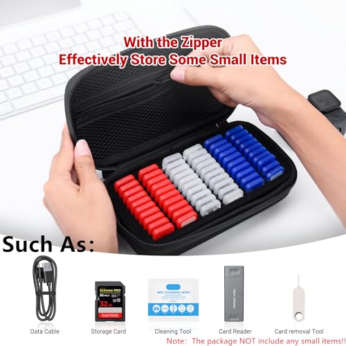 EVA PU MicroSD Card Case with 60 Individual Clear Plastic TF Card Holders - size: for 60 TF