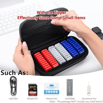 EVA PU MicroSD Card Case with 60 Individual Clear Plastic TF Card Holders - size: for 60 TF
