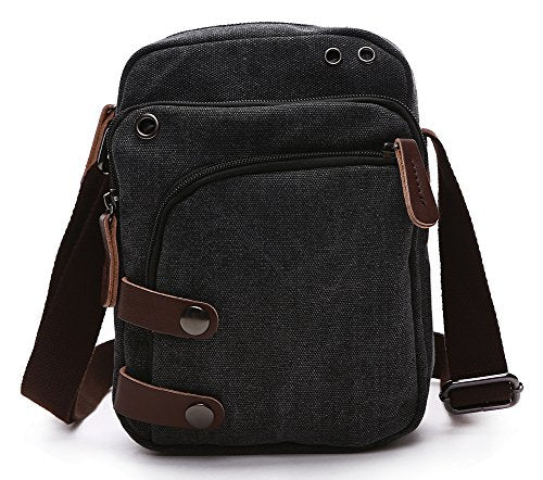 Mini Crossbody Bags for Women and Men - Small Purses and Handbags - Travel Bag - Canvas Shoulder Purse - color: Black