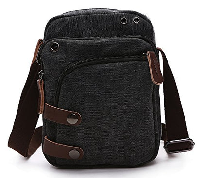 Mini Crossbody Bags for Women and Men - Small Purses and Handbags - Travel Bag - Canvas Shoulder Purse - color: Black