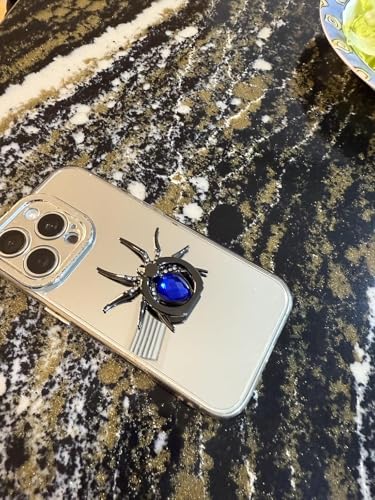 Spider Shape Mobile Ring Holder Stand, 360 Degree Rotation Universal Spider Finger Kickstand with Polished Metal Phone Grip for Cell Phone (Blue) - color: Blue