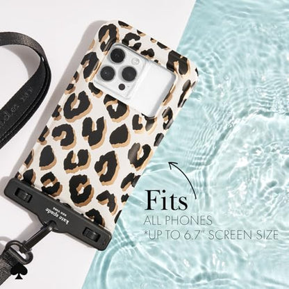 kate spade new york IP68 Floating Waterproof Phone Pouch - City Leopard | Stylish Touchscreen Floating Waterproof Phone Case w/Crossbody Lanyard - Fits All Phones -Beach Cruise Ship Travel Essentials - color: City Leopard