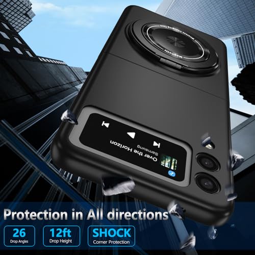 Magnetic Case for Samsung Galaxy Z Flip 3, [Compatible with MagSafe] Military Grade Shockproof Slim fit Samsung Z Flip 3 Phone Case with Magnetic Ring Kickstand Black - color: Black, size: Samsung Galaxy Z Flip 3