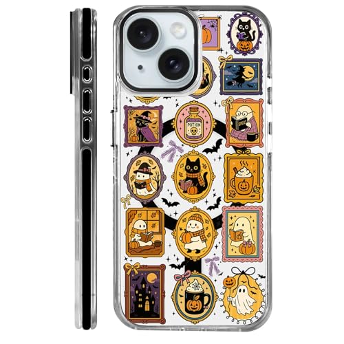 Clear Case for iPhone 15, [Magnetic Charging Compatible][Military-Grade Protection][Anti-Yellowing] Shockproof Slim Magnetic Phone Case for iPhone 15, Halloween Ghost Stamps - color: Halloween Ghost Stamps, size: iPhone 15