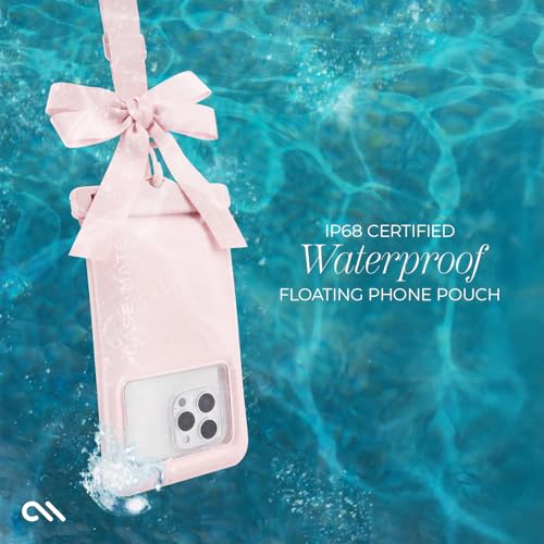 Case-Mate IP68 Waterproof Large Phone Pouch with Bow Design - Ballet Pink | Touchscreen Floating Waterproof Phone Case with Crossbody Lanyard - Fits All Phones - Beach Cruise Ship Travel Essentials - color: Ballet Pink