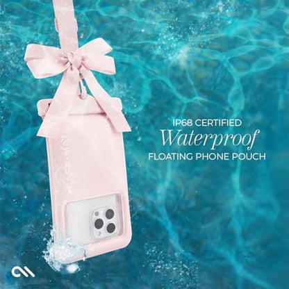 Case-Mate IP68 Waterproof Large Phone Pouch with Bow Design - Ballet Pink | Touchscreen Floating Waterproof Phone Case with Crossbody Lanyard - Fits All Phones - Beach Cruise Ship Travel Essentials - color: Ballet Pink