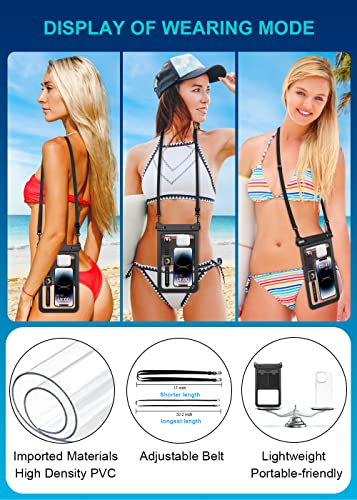 HAISSKY Large Waterproof Phone Pouch Cellphone Dry Bag [2-Pack],Universal IPX8 Waterproof Phone Case Compatible with iPhone 16 15 14 Pro Max 13 12 11 XS XR 8 7,Galaxy S22/S21 Dry Bag - size: 8.5 inch, 2 Pack