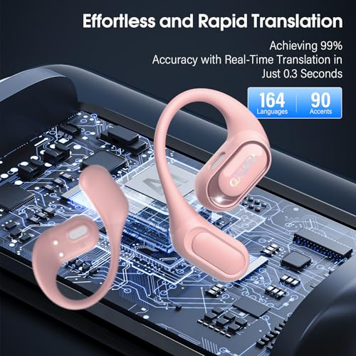 Open Ear Headphones, Bluetooth 5.4 Wireless Earbuds, Pink