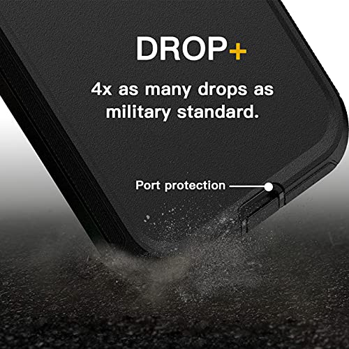 AICase for iPhone 13/iPhone 14 with Belt-Clip Holster, Screen Protector, Heavy Duty Protective Phone Case, Military Grade Full Body Protection Shockproof/Dustproof/Drop Proof Rugged Tough Cover(Black) - color: Black with Belt Clip