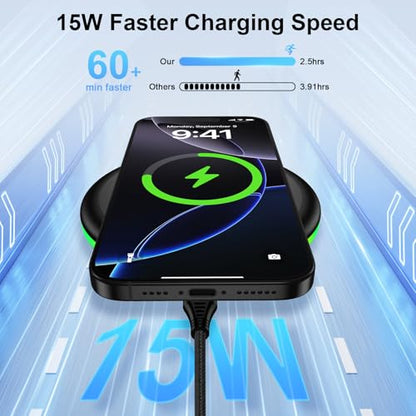 for Galaxy S25 Ultra Wireless Charger Pad for Samsung Galaxy S25 Edge S25 Plus S24FE S24 Ultra S23 S22,15W Fast Charging Station for iPhone 17 Air 16e 16 15 Pro Max 15 Plus,Google Pixel 10 9a 9 Pro XL