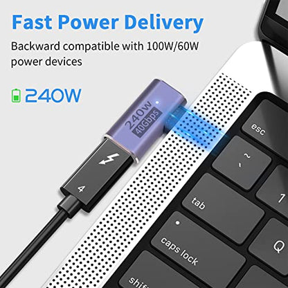 Poyiccot USB C Right Angle Adapter PD 240W for Thunderbolt 4/3, Right Angle 90 Degree USB C Male to Female Extender USB 4.0 L Shape Connector with 8K@60Hz Video for iPad, MacBook, 2-Pack - size: usb c adapter male to female 90 degree L shape