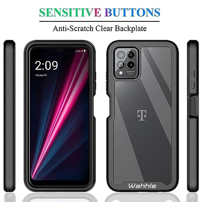 Compatible with T-Mobile Revvl 6 Pro 5G Case, Built in Screen Protector Full Body Shockproof Slim Fit Bumper Protective Phone Cover for T-Mobile Revvl 6X Pro 5G Men Women-Black/Clear - size: T-Mobile Revvl 6 Pro