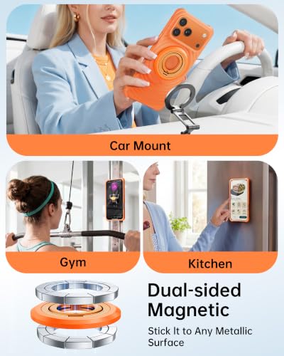 SYNCWIRE Magnetic Phone Ring Holder, for MagSafe Phone Grip Stand Kickstand - color: Cosmic Orange